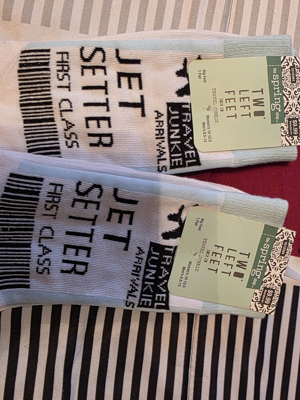 2 Pair Two Left Feet 'Jet Setter' Travel Crew Socks - Light Blue